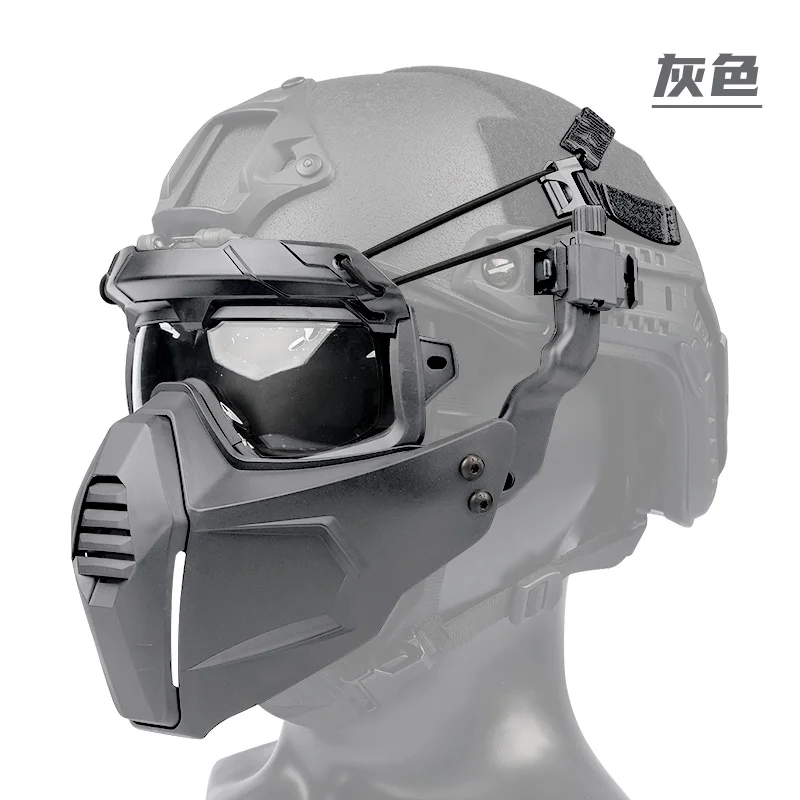 Soporte para casco táctico, máscara protectora de media cara, máscara antiniebla, impacto de paintball, lente dual, gafas de campo CS desmontables - imagen 5