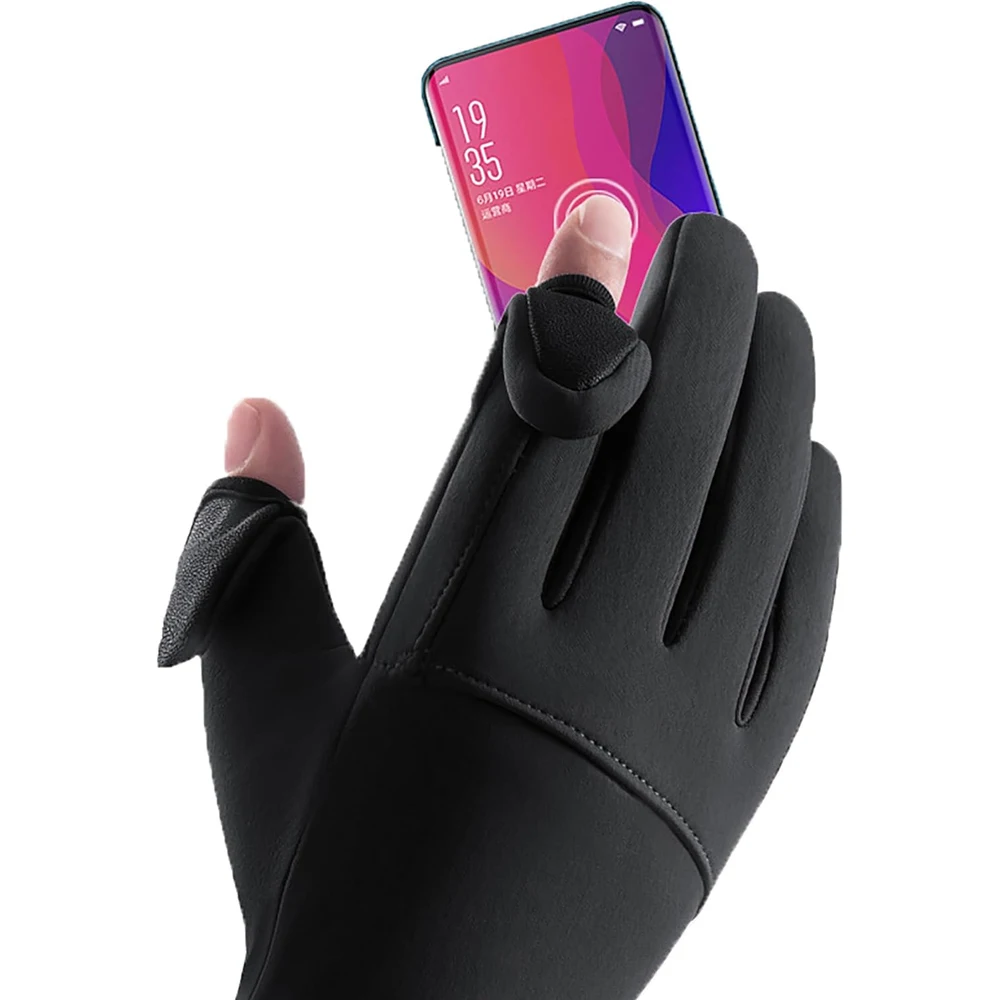 Guantes térmicos de ciclismo con pantalla táctil, guantes gruesos de invierno para pesca con mosca, guantes de mano flexibles y completos para clima frío al aire libre, cálidos - imagen 3