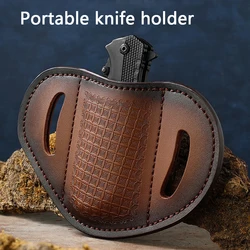 Funda para cuchillo plegable de cuero tallado con piel de vaca EDC