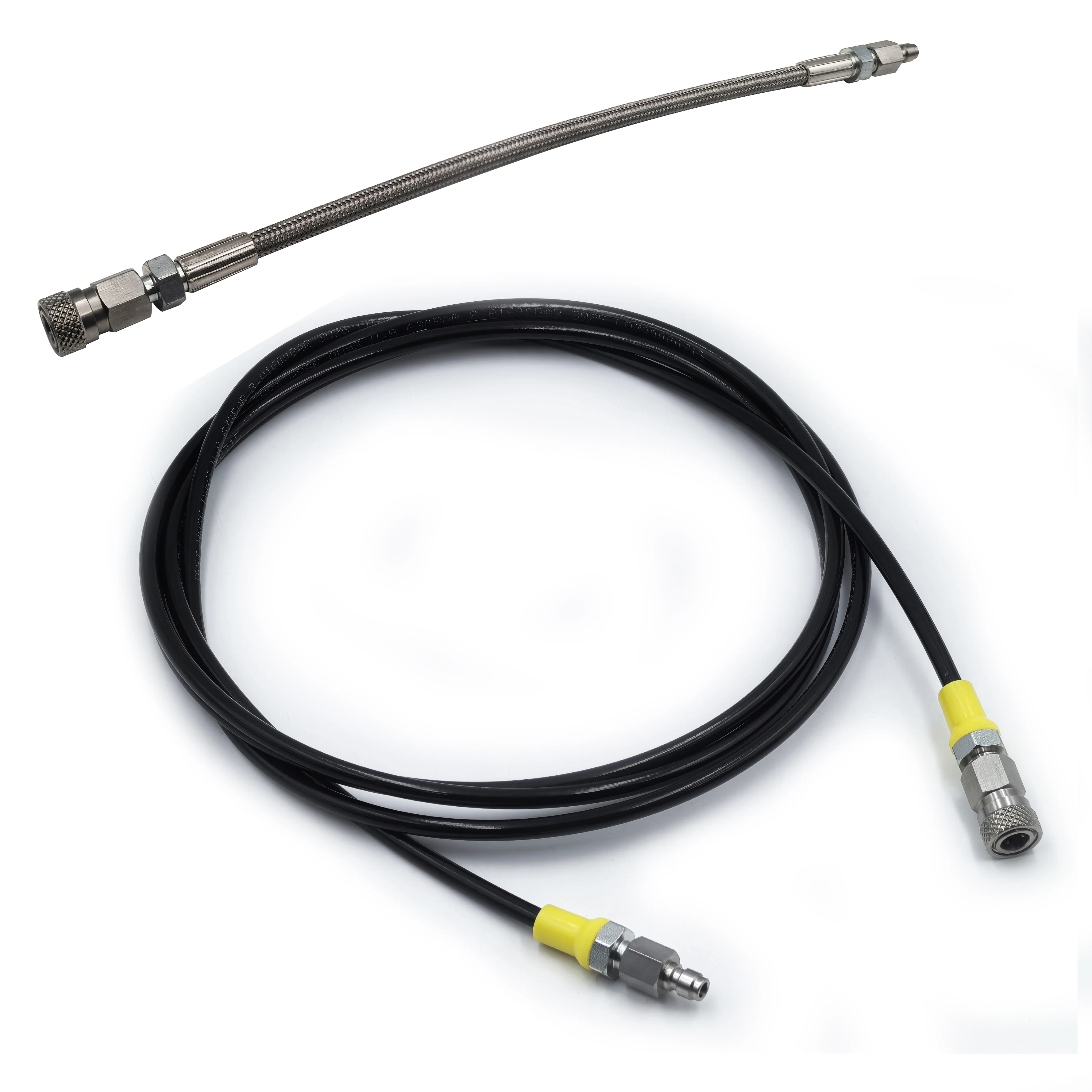 Manguera de carga de látigo de llenado de alta presión, extensión de tubo largo remoto, extremo hembra y macho de acero inoxidable, desconexión rápida de 8mm