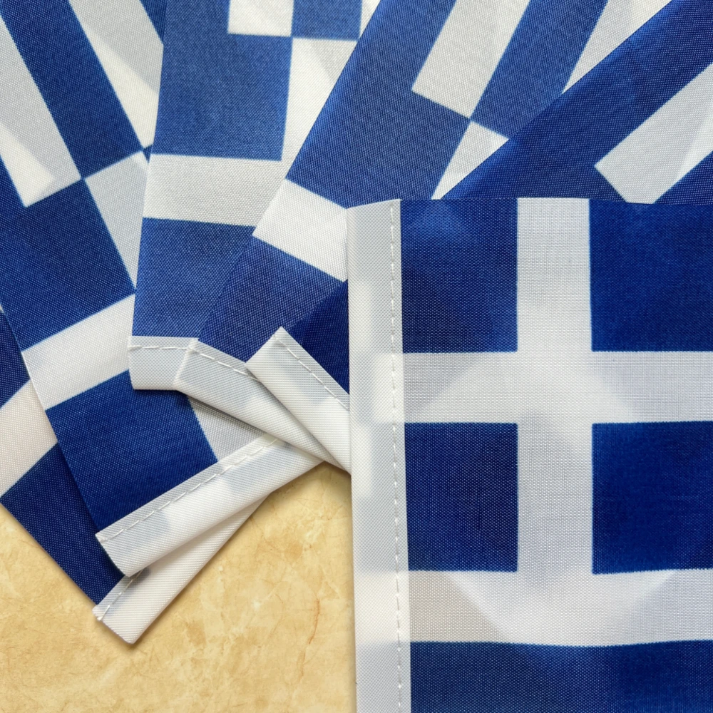 Bandera griega de poliéster, bandera griega, portador de bandera estándar, agitador, mástil de plástico, 14x21 cm - imagen 4