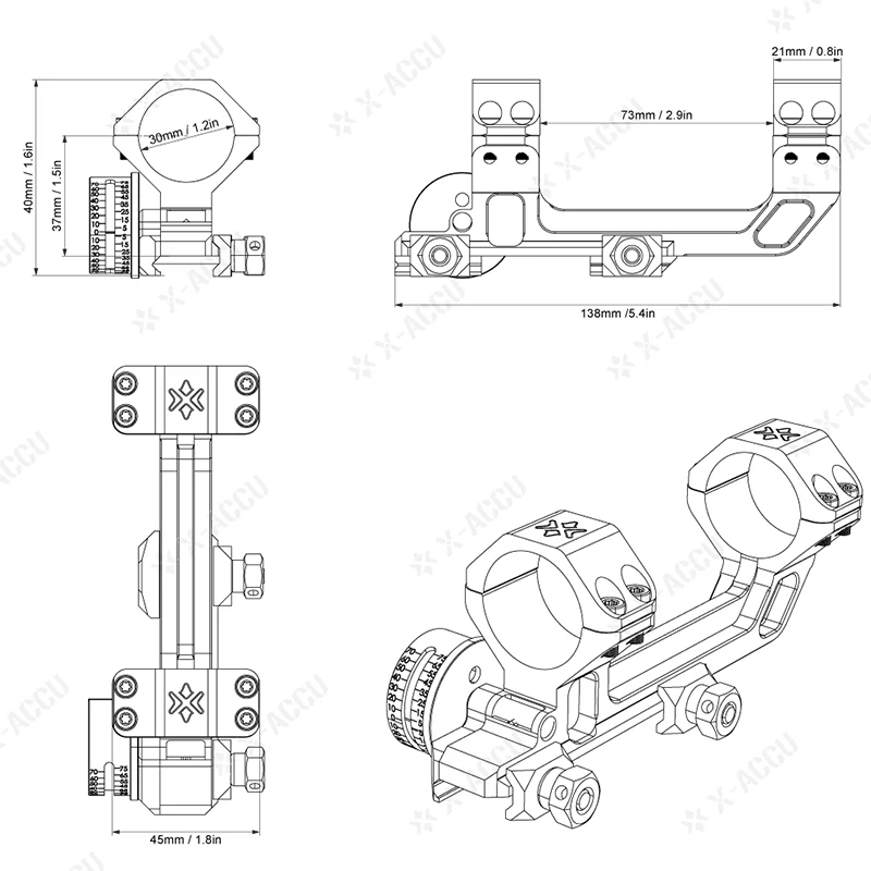Montaje Picatinny cantilever 30mm para óptica – Caza táctica - imagen 2