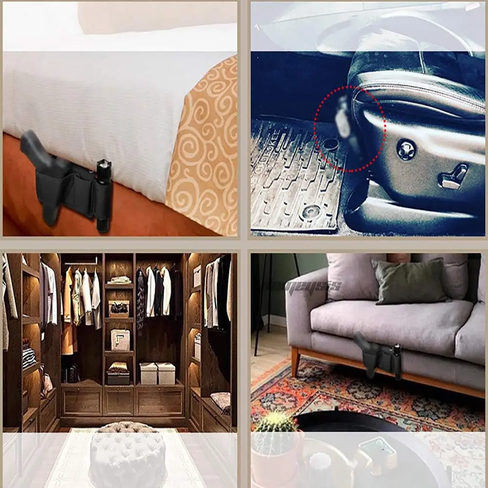 Funda para mesita de noche, asiento de coche, funda para pistola oculta para escritorio de coche, oficina, compatible con Glock 17 22 S & W, Etc., funda para pistola diferente - imagen 4
