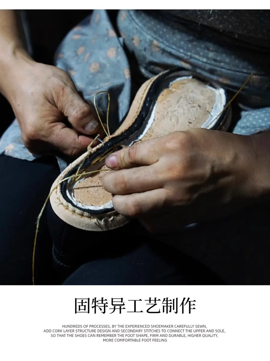 KOWM-zapatos de senderismo Goodyear de piel de vaca, botas para caminar para hombre, botas altas para motocicleta, zapatillas informales de viaje para tobillo, zapatos de trekking - imagen 5