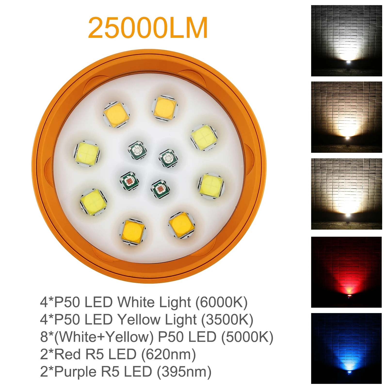 Secuitying-linterna subacuática de 25000LM para buceo profesional, fotografía subacuática, 100M - imagen 3