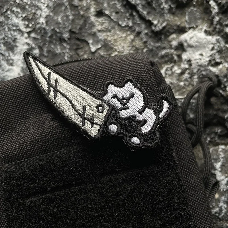 Parches tácticos con gancho y bucle con emblema bordado de pato amarillo para bebé, insignia masculina "Pull Out My 40M Machete Cat" para apliques de ropa DIY - imagen 5