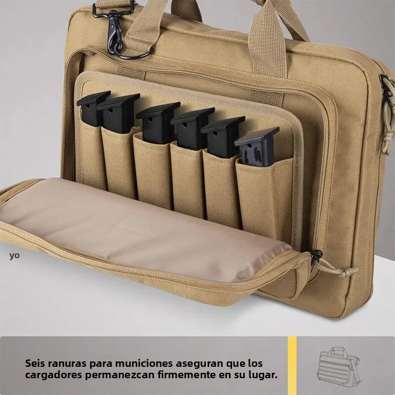 Bolsa de arma táctica bloqueable con sistema Molle, múltiples bolsillos para rango de tiro, paquete de hombro de caza con compartimento para ordenador portátil - imagen 5