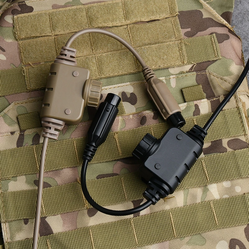 Casco táctico de versión civil con conector KDA de 6 patas y función PTT (Push To Talk), conector Kenwood, para radio emisora Baofeng. Accesorio de caza con función PTT - imagen 2