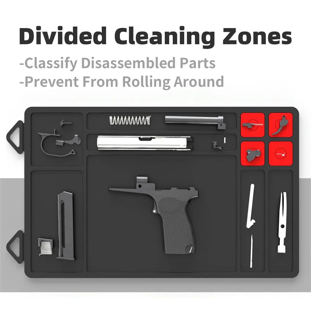 Estera de limpieza táctica para Rifle, estera de mantenimiento de pistola, alfombrilla de goma gruesa antideslizante para limpieza de pistola, almohadilla para todas las pistolas - imagen 3