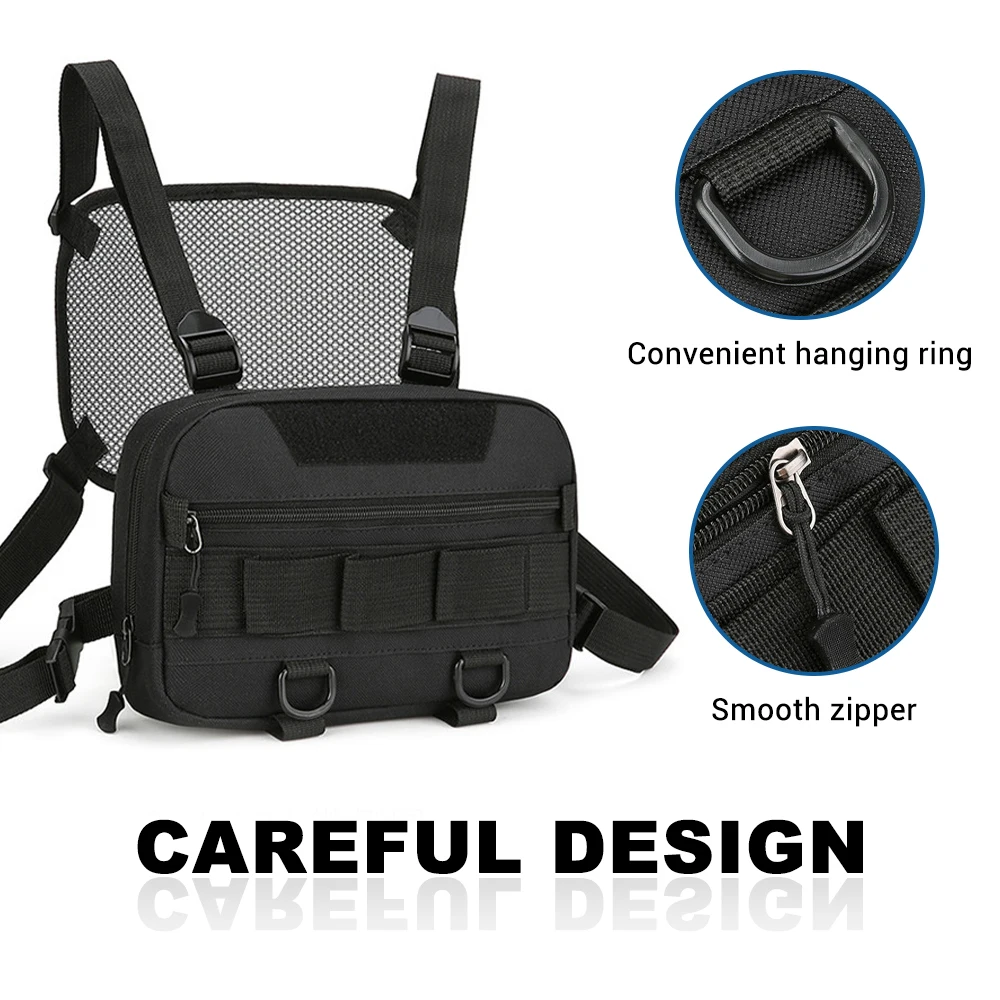 Bolsa táctica para chaleco en el pecho, mochila EDC, bolsa frontal para acampar al aire libre, ciclismo, senderismo, caza, escalada, pesca, señuelo, riñonera - imagen 3