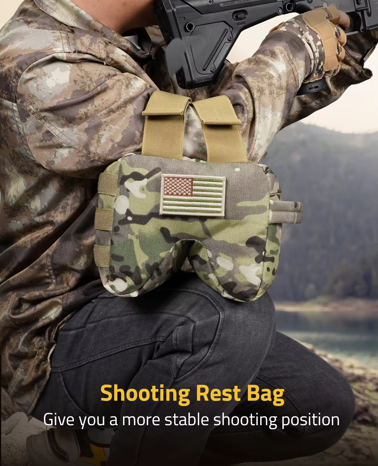 Bolsa de tiro táctica MOLLE con soporte arma y compresión delantera - imagen 2