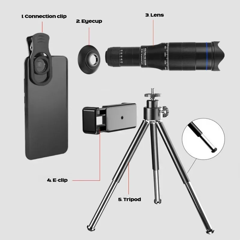 Telescopio telescópico con Zoom HD 40X, lente Monocular de cámara de teléfono, Mini telescopio de Metal, teleobjetivo móvil para Camping y turismo - imagen 5