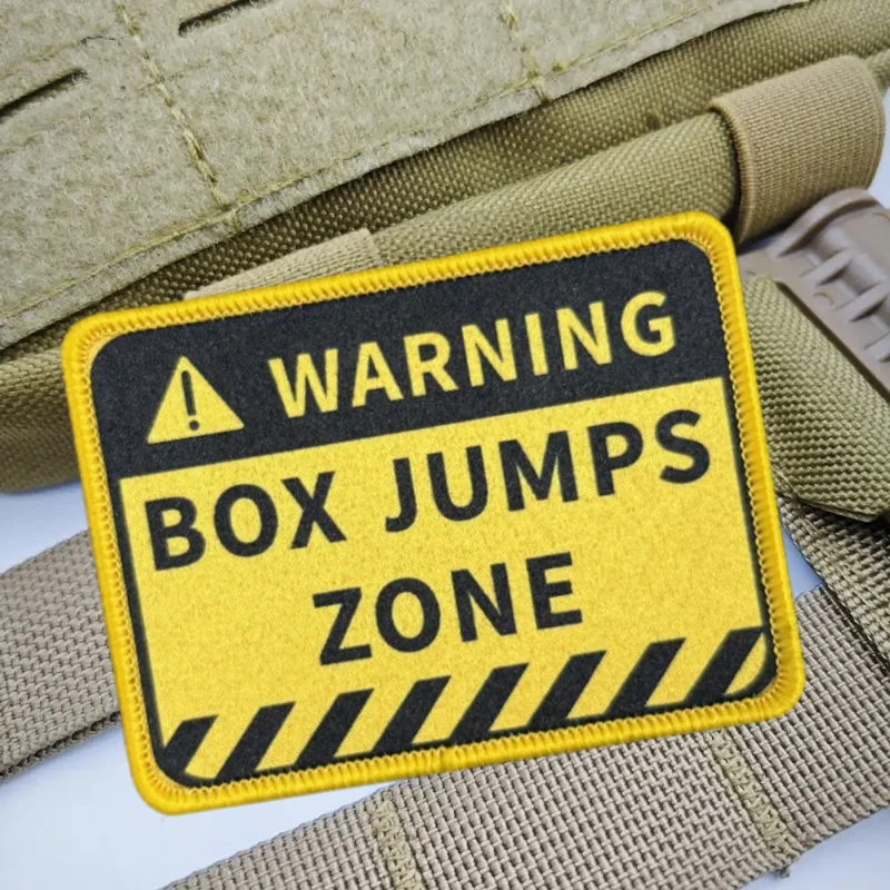 Caja de advertencia, parche estampado de zonas de JUMPS, chaleco táctico, insignia de moral con gancho y bucle, pegatina decorativa para mochila, parches para brazalete para ropa - imagen 2