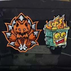 Parche bordado militar on Fire Trash Can – Insignia táctica para mochila