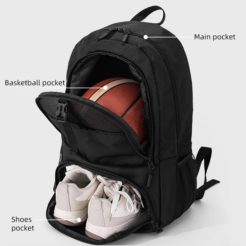 Bolsa de fútbol deportiva grande, mochila de baloncesto para voleibol y fútbol con tacos y zapatos separados, mochila para senderismo al aire libre - imagen 4