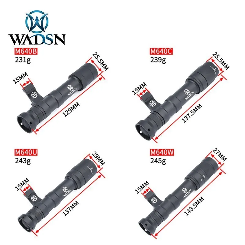 WADSN-linterna táctica de Metal para exteriores, foco estroboscópico de caza, M640, CNC, M640B, M640C, M640U, M640W - imagen 3