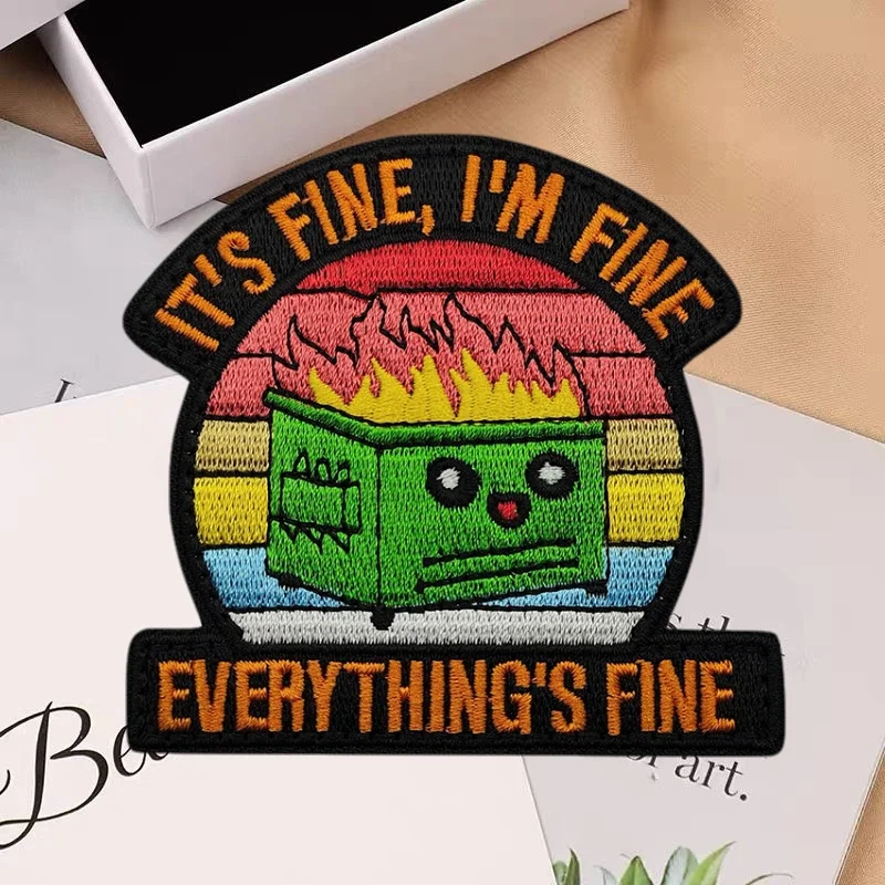 Parche bordado de cubo de basura de arcoíris, insignia de moral táctica con gancho y bucle, brazalete militar, mochila, parches adhesivos para ropa - imagen 5