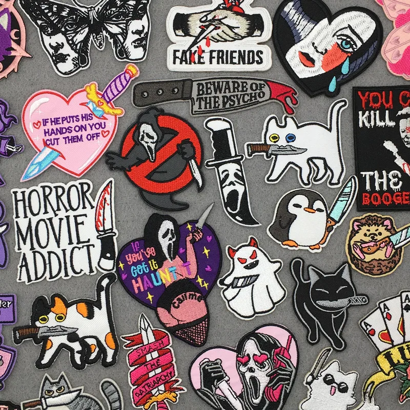 Parches bordados de película de terror Addict, parches para planchar para ropa, parches Punk, apliques, decoración de costura de ropa DIY - imagen 2