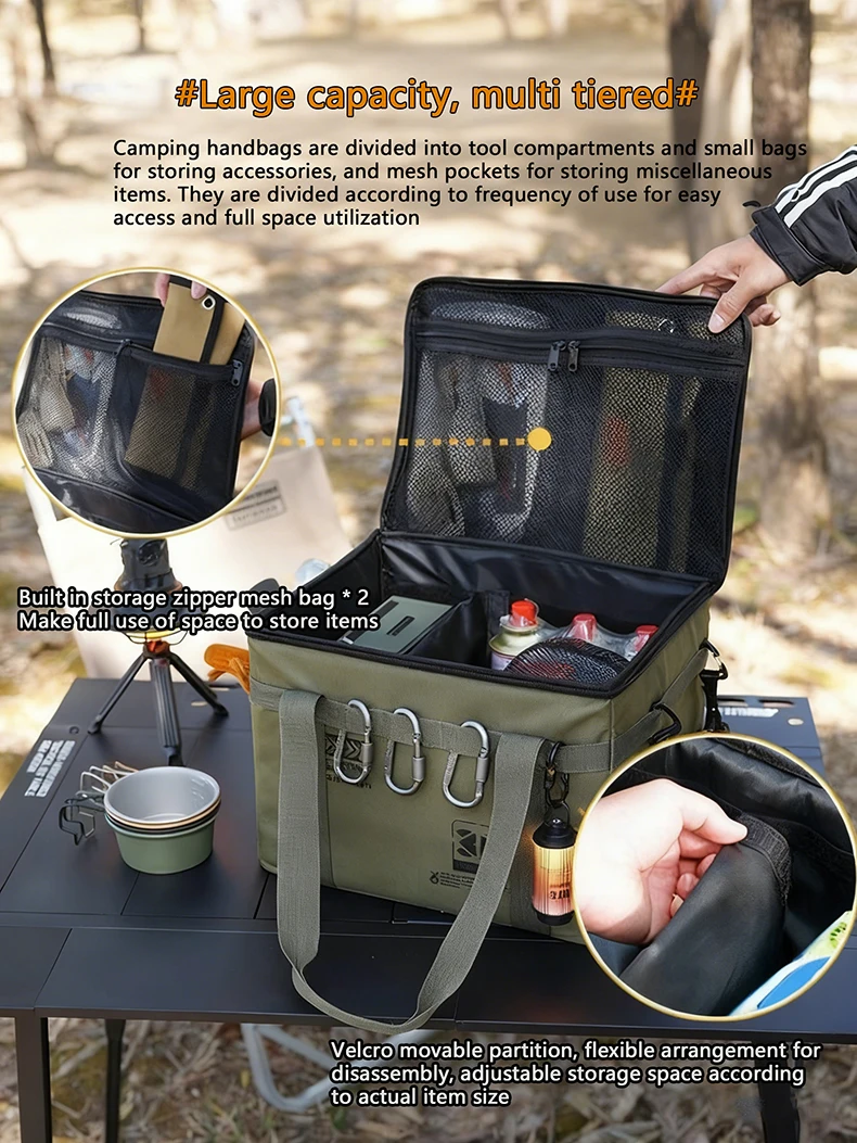 Bolsa de almacenamiento táctica impermeable para acampada, caja plegable aislada para organizador de equipo al aire libre, vajilla de Picnic, equipo de campo, 30-42L - imagen 3