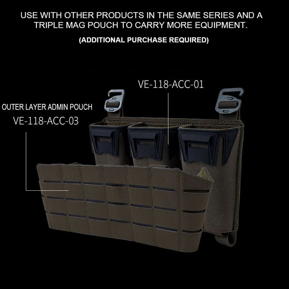 Adaptador MOLLE de segunda capa para estilo camuflaje, bolsa Triple Mag multicalibre, chaleco Airsoft, portador de placa, equipo táctico Molle - imagen 5