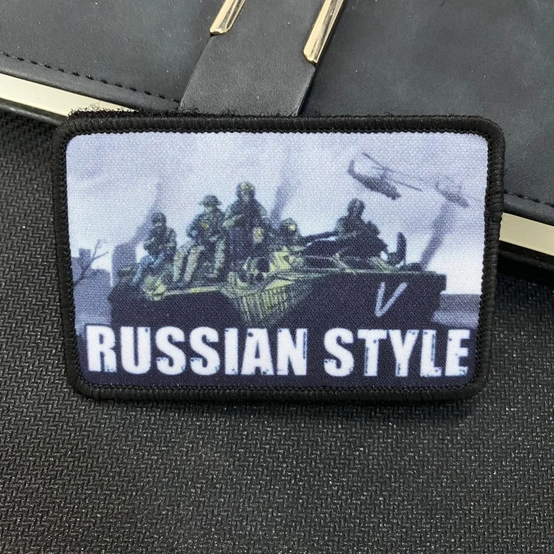 Parches de insignia de moral táctica de estilo ruso, bordado de tanque, parche de gancho y bucle, brazalete, emblema, mochila, pegatinas de ropa - imagen 4