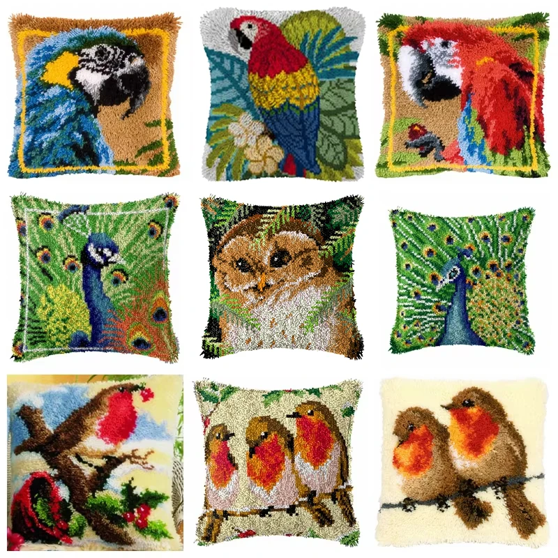 Paquete de botones de Animal Smyrna, alfombra de malla de plástico para hacer bolsas, Kits de gancho de pestillo de pájaro, alfombras, Kit de bordado, almohada de punto de cruz - imagen 5