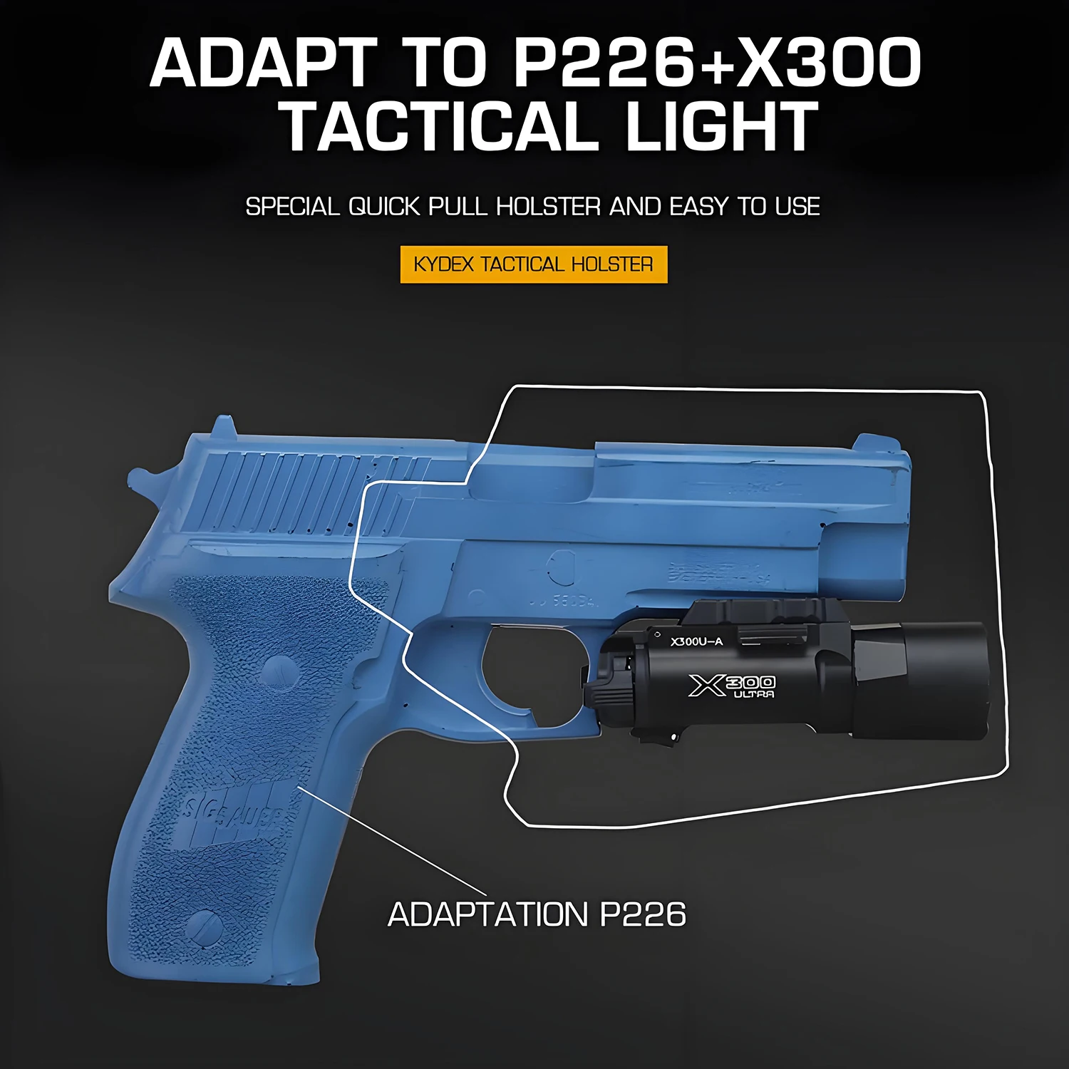 Funda ligera táctica P226 X300, funda OWB de retención ajustable de extracción rápida, adaptador de cinturón de liberación rápida para trabajo y Airsoft - imagen 3