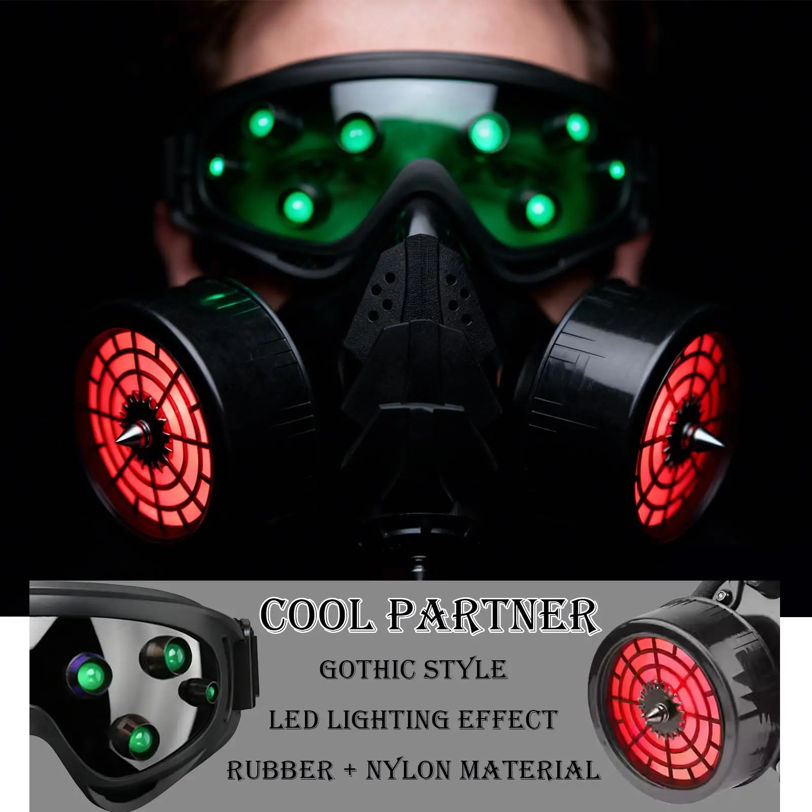 Conjunto de casco táctico Airsoft con sistema de comunicación, máscara estilo gótico militar Cyberpunk, gafas AN/PVS31 NVG, luz de señal LED - imagen 2