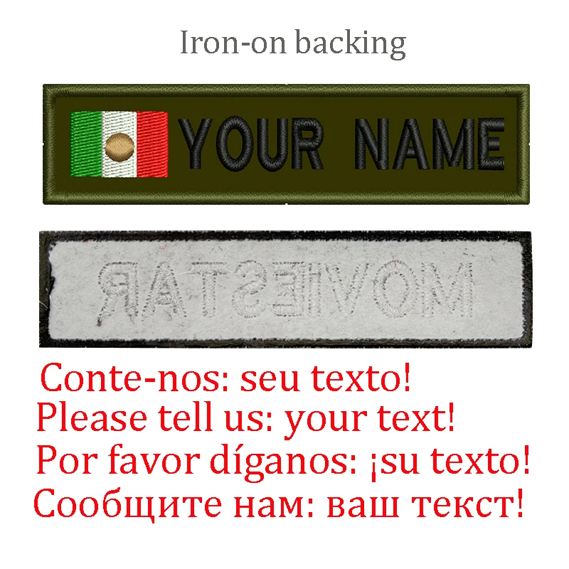 Parches bordados personalizados de nombre de la bandera de México, pegatinas de insignias para coser en el respaldo del gancho, transferencia de hierro para bolsas de pistola Airsoft del ejército - imagen 4