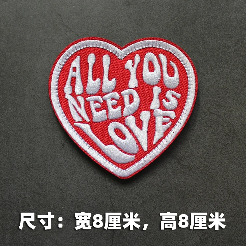 Morale ALL YOU needs IS LOVE Heart, bordado 3D, lindo adhesivo de tela, brazalete en forma de corazón, parche de bucle de gancho, mochila, gran oferta - imagen 5