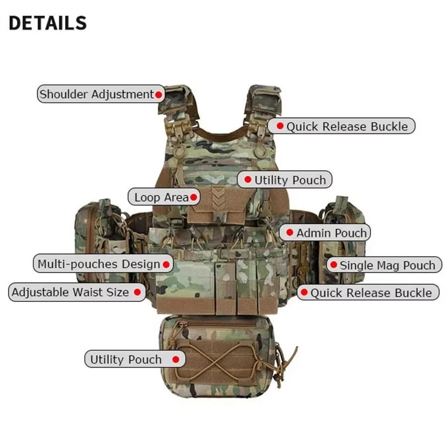 Chaleco táctico YAKEDA, traje para exteriores de liberación rápida, chaleco de entrenamiento, equipo de transporte multifuncional, chaleco de caza en el campo - imagen 4