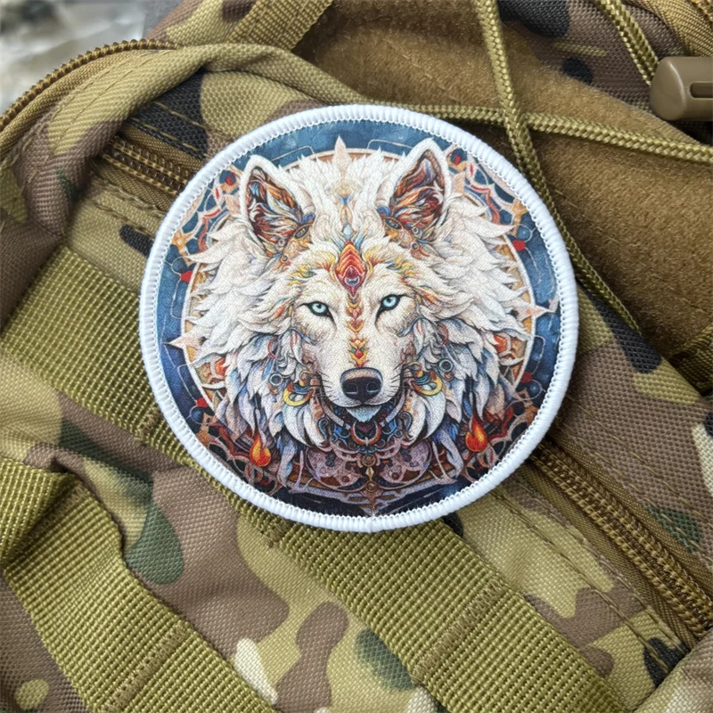 Parche estampado de lobo para ropa, insignias de moral de animales militares, parches tácticos con gancho, pegatinas para mochila - imagen 4