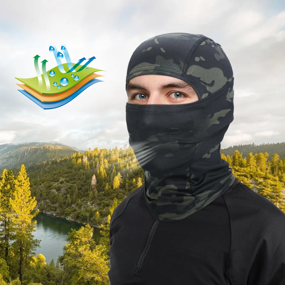 Pasamontañas de secado rápido máscara de camuflaje deportes al aire libre cubierta facial completa caza pesca Camping ciclismo casco forro capucha gorra hombres - imagen 5
