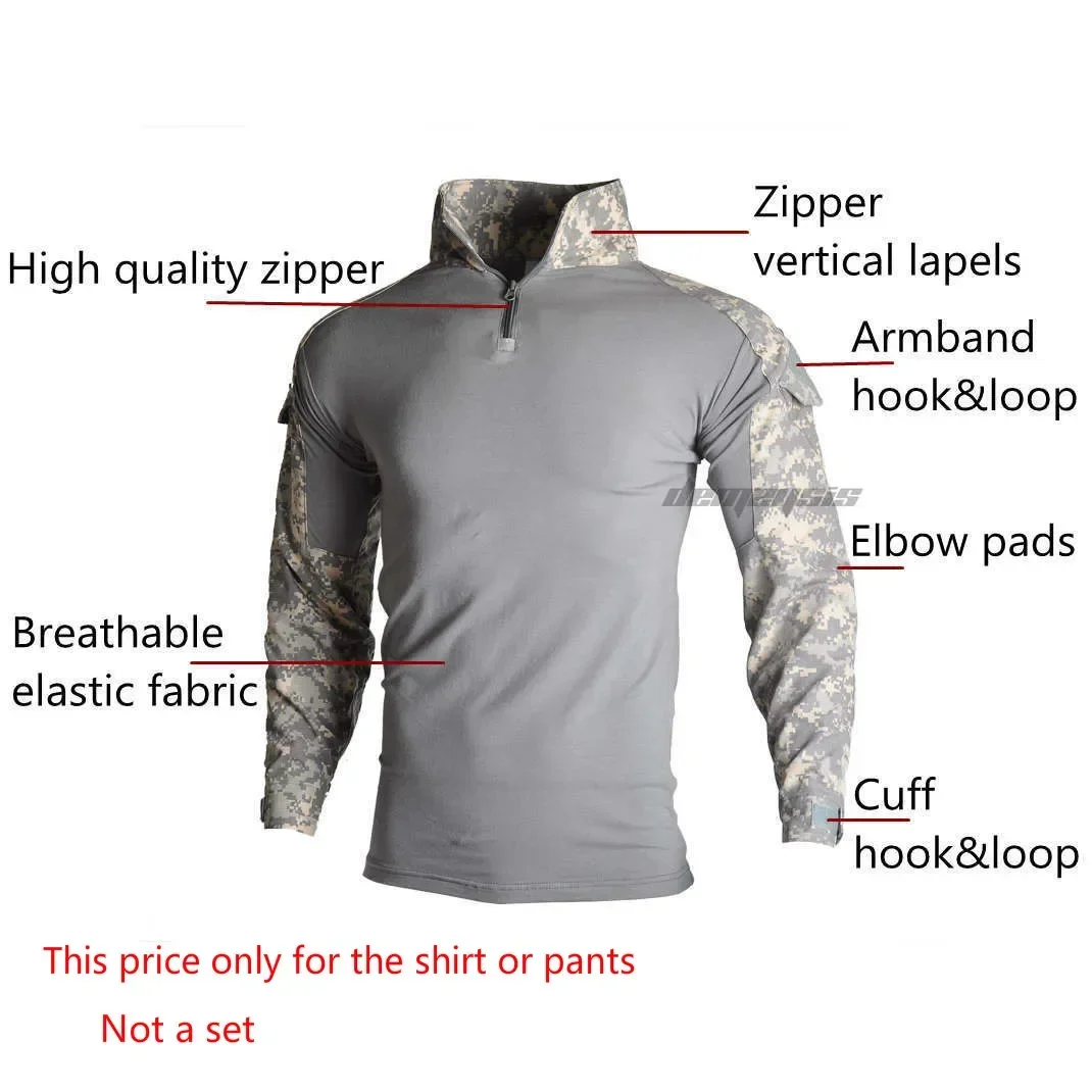 Uniforme táctico de camuflaje, camisas de caza, pantalones con coderas, rodilleras, ropa de Paintball, trajes Ghillie - imagen 2