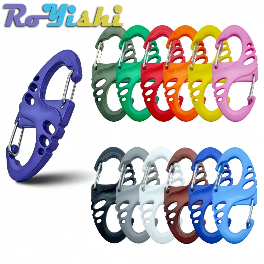 Gancho de escalada al aire libre RoYishi, mosquetón tipo S, llavero de doble hebilla, gancho de escalada de acero y plástico para acampar al aire libre, 5-50 Uds. - imagen 2