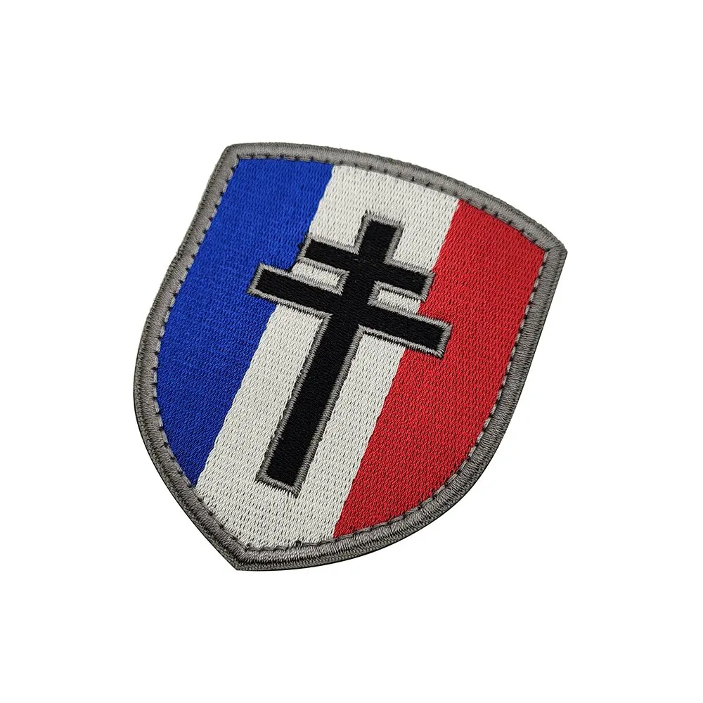 Parche bordado de escudo cruzado francés, parches bordados para ropa, parches de gancho y bucle para coser ropa militar - imagen 5