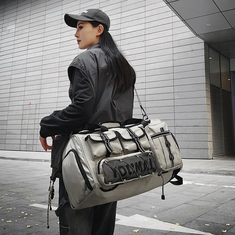 Bolsa de gimnasio deportiva para hombre, mochila de viaje de Fitness, bolso grande impermeable para hombro, cruzado, entrenamiento, seco, húmedo, bolsa de lona - imagen 4