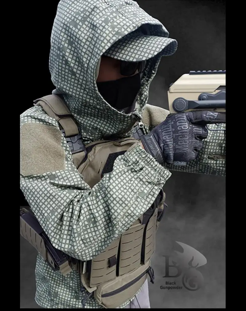 BG-cárdigan táctico con capucha para exteriores, chaqueta de camuflaje nocturno, chaqueta de caza ligera, Top - imagen 5