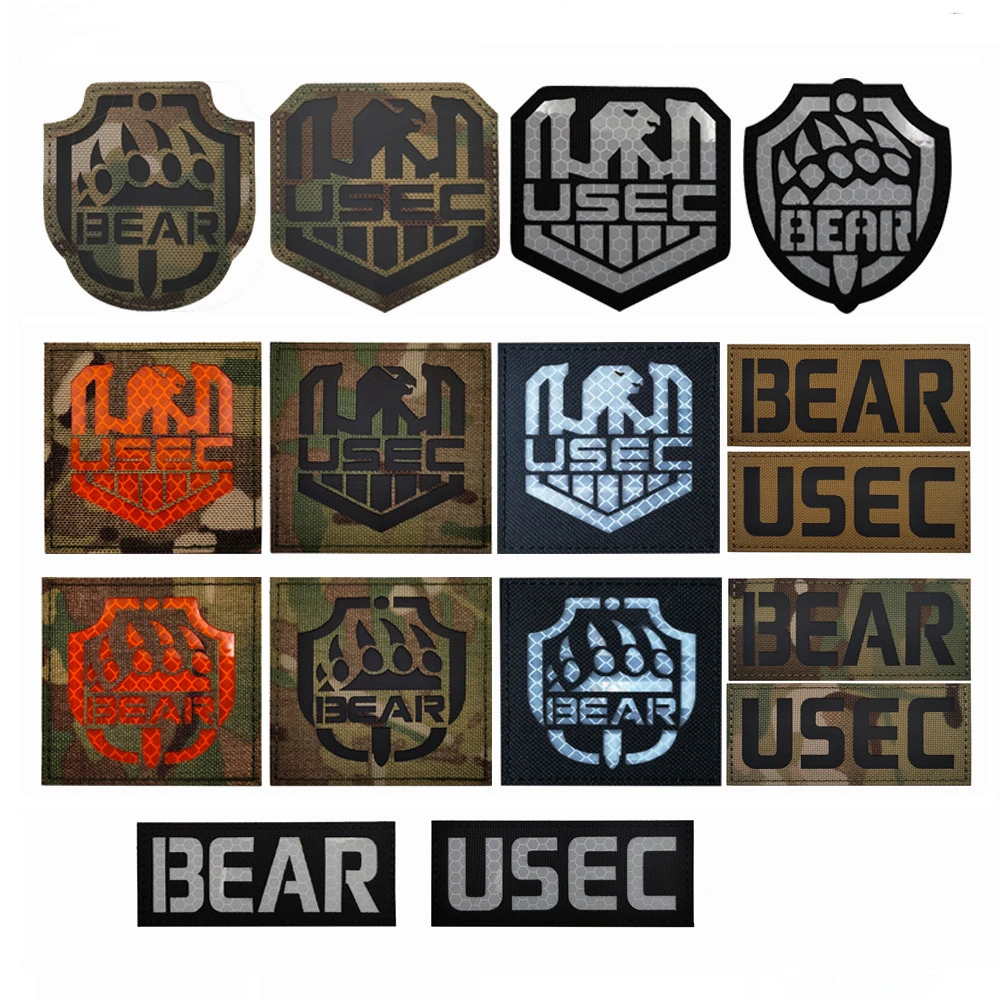 Parche reflectante IR Escape From Tarkov, equipo USEC de oso, insignia táctica luminosa de nailon y PVC, reconocimiento nocturno para decoración de ropa - imagen 2