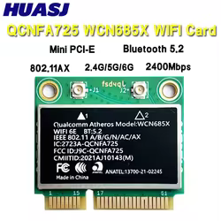 QCNFA725 NFA725 WCN685X 2400Mbps 2,4G/5G/6Ghz para Bluetooth 5,2 802.11AX adaptador de red inalámbrico para ordenador portátil Win10/Win11