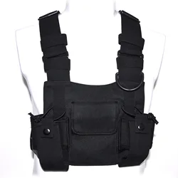 Arnés de pecho táctico para radio bidireccional con bolsa frontal