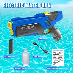 Pistola de agua eléctrica, pistolas de chorro automáticas, pistola de juguete con luz, recarga automática, potentes palancas de agua eléctricas para adultos y niños