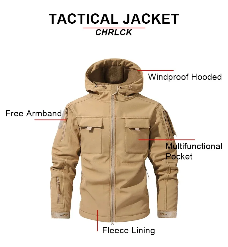 Chaqueta softshell táctica impermeable cortavientos forro polar - imagen 4