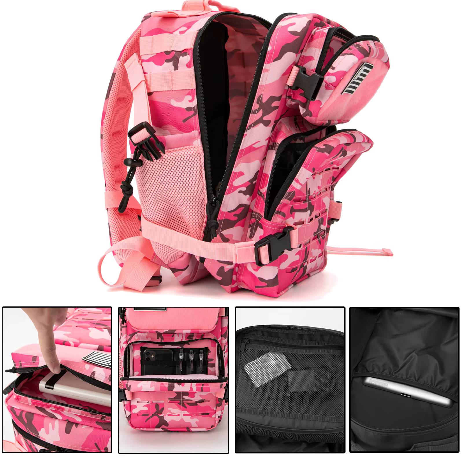 Mochila táctica MOLLE 45L corte láser portavasos doble - imagen 3