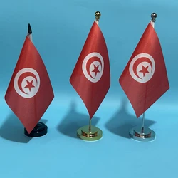 BANDERA DE SKY Bandera de escritorio de oficina Bandera de Túnez 14x21 cm poliéster TUN Bandera de Túnez Bandera nacional Bandera de país Adornos de escritorio Banderas