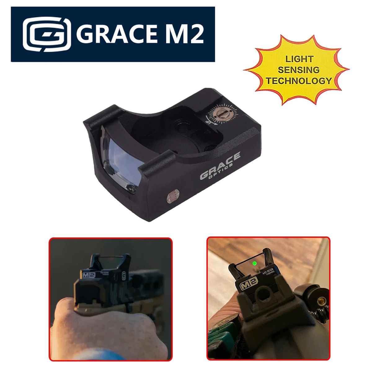 GRACE M2 óptica detección de luz 3MOA punto rojo o verde mira marcado Original completo riel de 20mm Universal para Base de placa de montaje G17 - imagen 2
