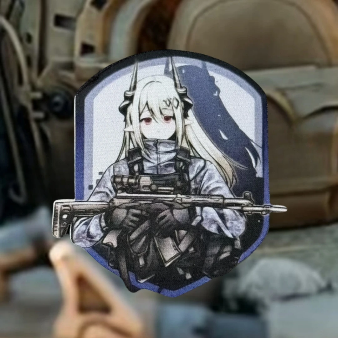 Parche de insignia de moral divertida de Chica de Anime, emblema táctico militar, parches de gancho y bucle impresos para ropa, pegatinas para mochila - imagen 3
