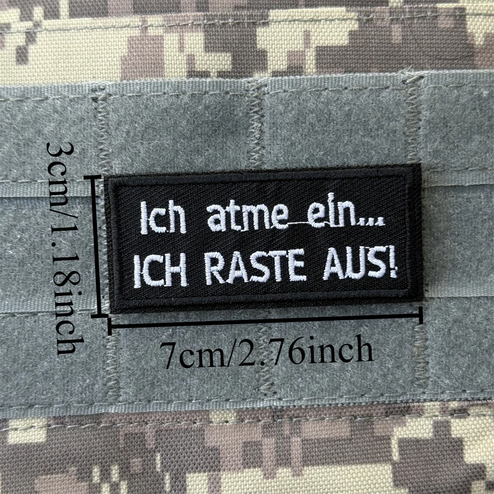 "Ich Atme Ein... ¡ICH RASTE AUS!" Parche insignia de moral táctica parches de gancho y bucle bordados pegatina de mochila militar táctica - imagen 2