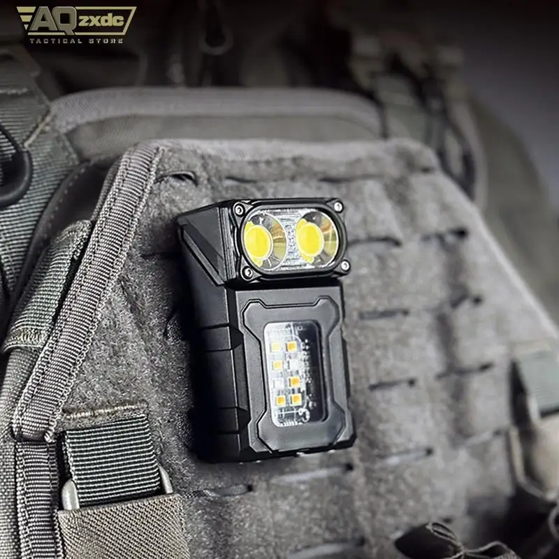 AQzxdc-luz de trabajo portátil táctica, herramienta EDC, Mini LED, herramientas para acampar al aire libre, senderismo, Base magnética giratoria, chaleco Molle, soporte para bolsa - imagen 2