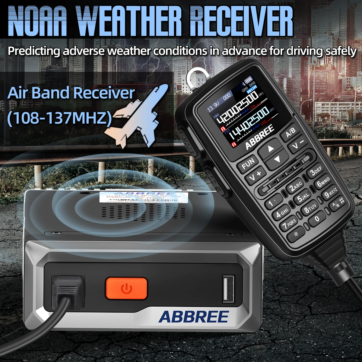 ABBREE AR-7600 V1/V2 Mini Radio móvil GPS multibanda copia inalámbrica frecuencia Walkie Talkie de coche de largo alcance con micrófono de altavoz - imagen 5
